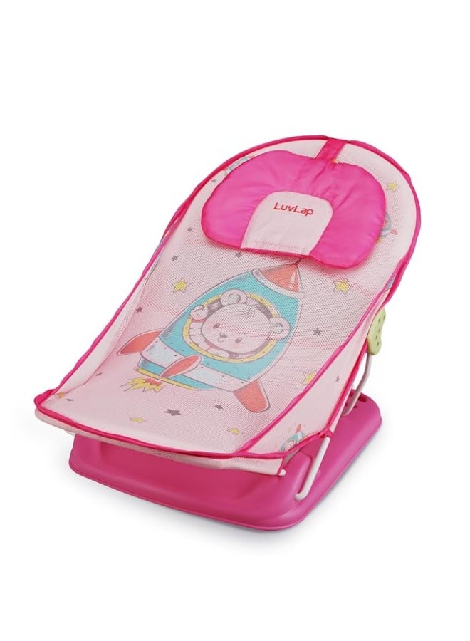 LuvLap Jungle Tales Baby Bather for Baby 3-12 Months, Baby Bath Chair, 3 Position Adjustable, Washable Soft Mesh, for Babies Upto 9 Kg, Large Seat (Multicolor) - Image 1